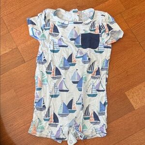 Little Sleepies Sailboat Print Bodysuit - Blue and Orange